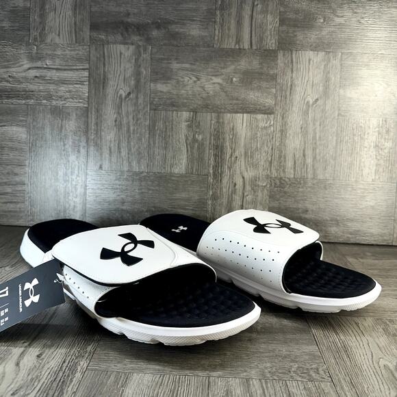 Under Armour Ignite Pro SL Mens Slides White Black 3026023-100 Size 17 main image 6